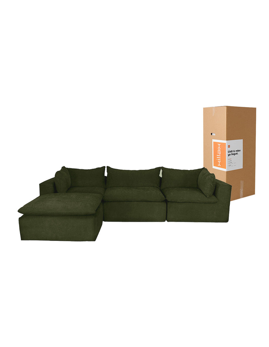 Sofa Chaise Cotton -Set de 4 Pzs, 100% espuma, en caja