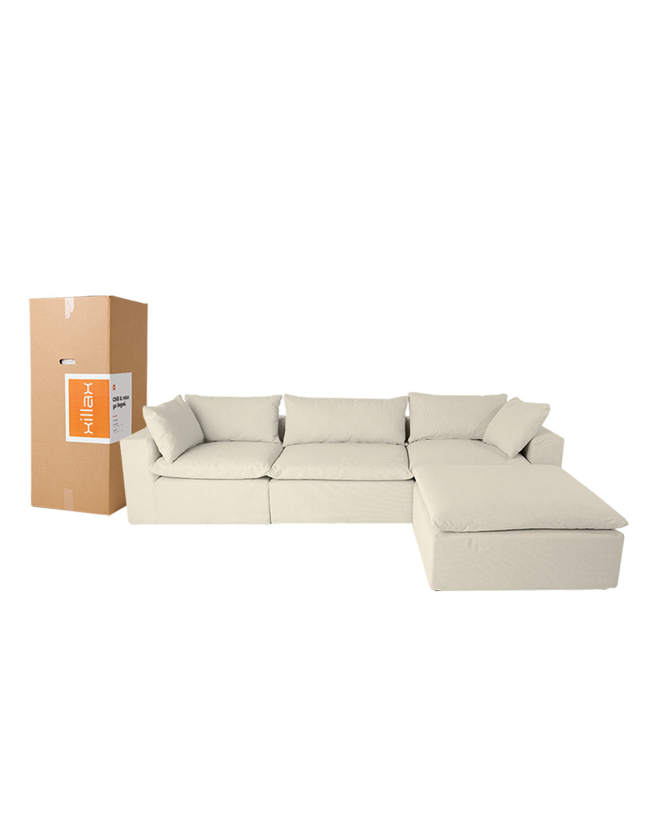 Sofa Chaise Cotton -Set de 4 Pzs, 100% espuma, en caja