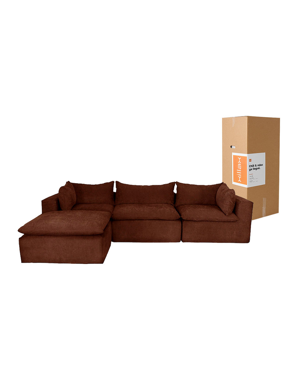 Sofa Chaise Cotton -Set de 4 Pzs, 100% espuma, en caja