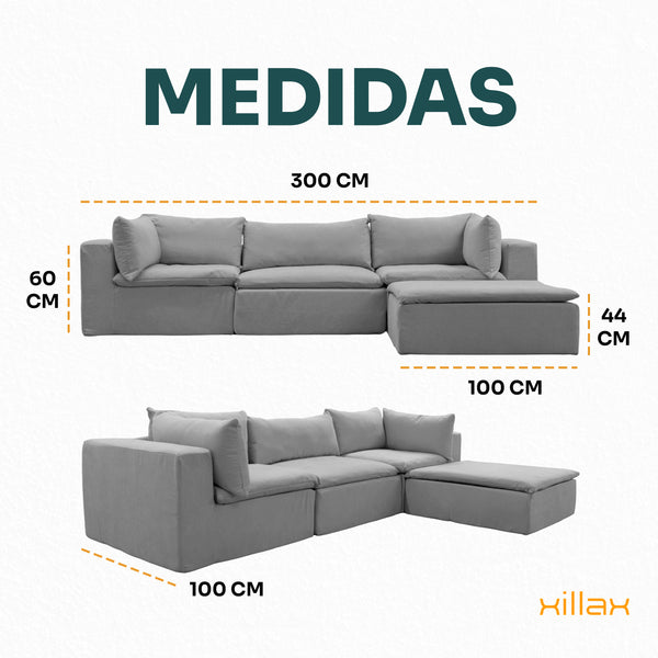 Sala Cotton Chaise | Set 4 Pzs | 100% Espuma | En Caja
