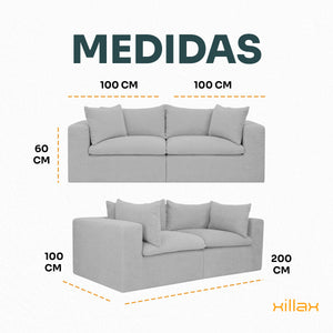 Sala Love Cotton | Sala Modular de 2 Piezas | 100% Espuma | En Caja