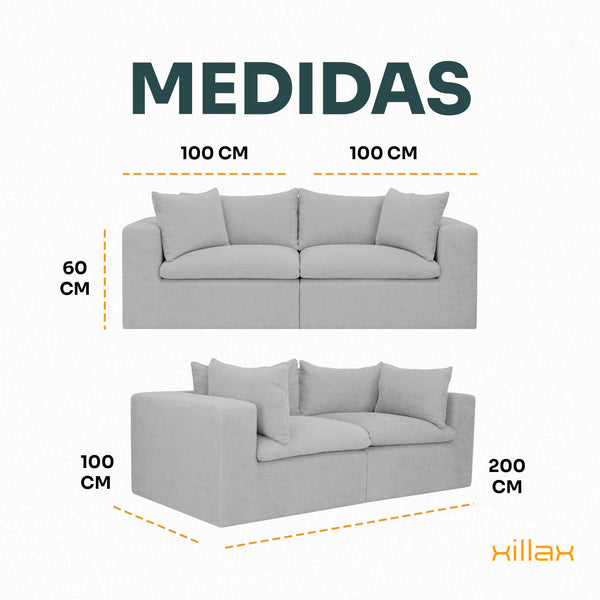 Sala Love Cotton | Sala Modular de 2 Piezas | 100% Espuma | En Caja