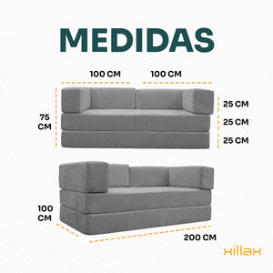 Xilly Bed | Sofá Cama Modular 4 en 1 | 100% Espuma | En Caja