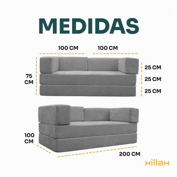 Xilly Bed | Sofá Cama Modular 4 en 1 | 100% Espuma | En Caja