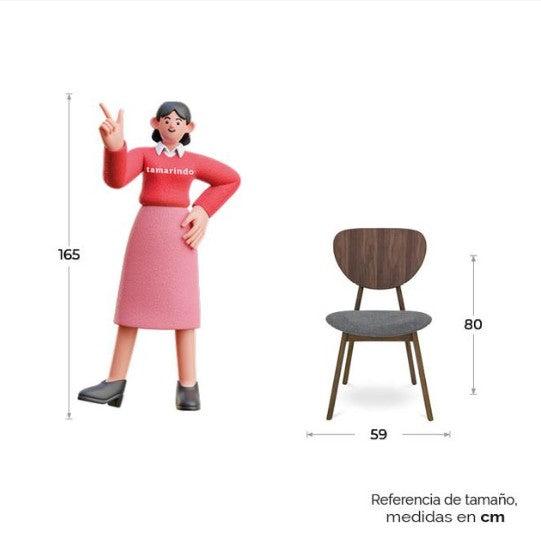 5603589 - Silla Tela Gris Oxford/nogal Cax