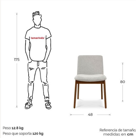 5604227 - SILLA TELA GRIS CLARO/ NOGAL ALYA