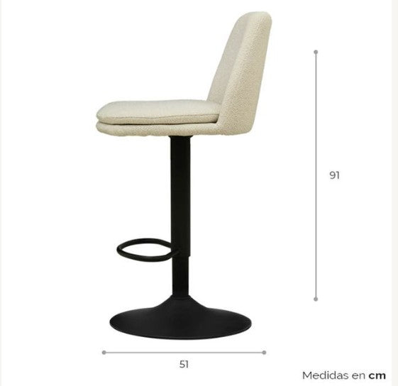 5611515 - Banco De Bar Tela Beige/negro Volk