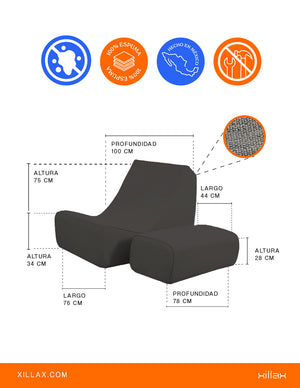 Sillon para exterior Individual,100% espuma,en caja