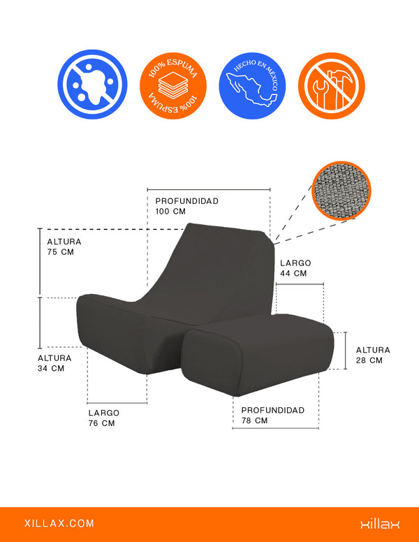 Sillon para exterior Individual,100% espuma,en caja