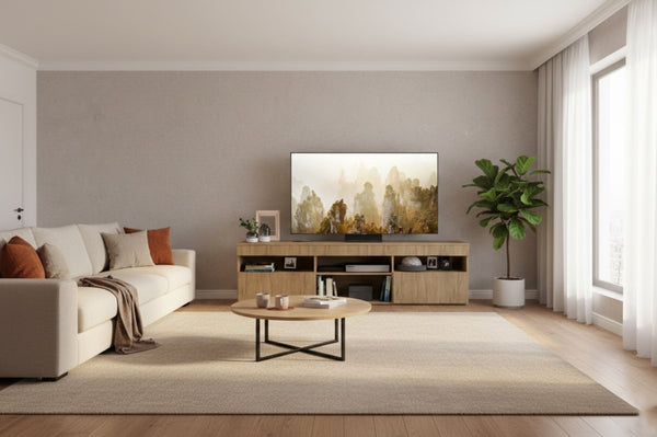 Mueble de TV Rustica, mueble vertical con entrepaños de almacenaje (entrega en caja)