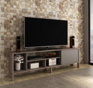 Rack para TV moderno, centro de entretenimiento con puertas abiertas (entrega en caja)