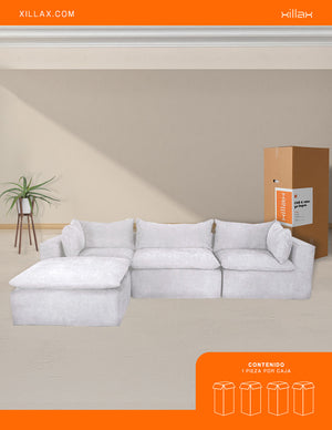 Sofa Chaise Cotton -Set de 4 Pzs, 100% espuma, en caja