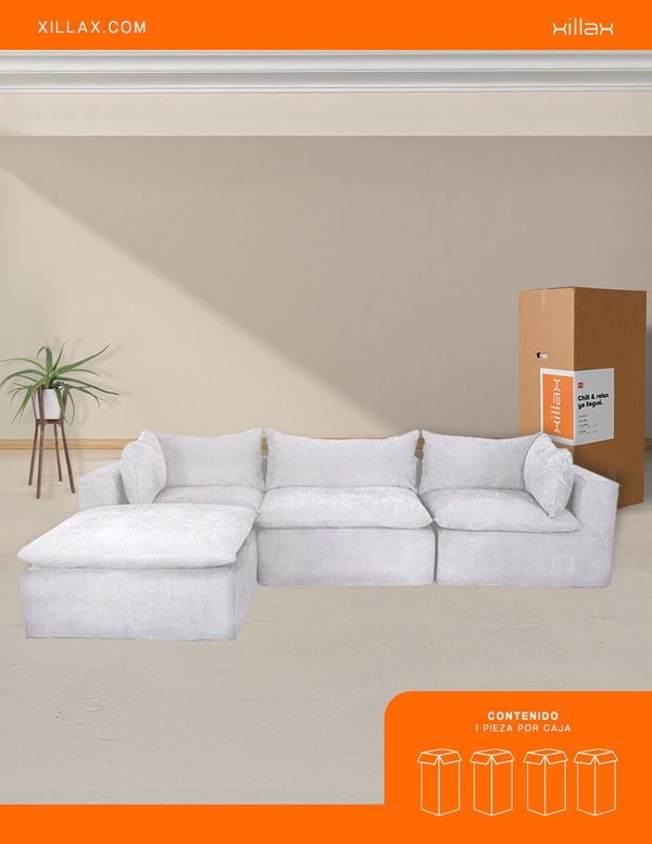 Sofa Chaise Cotton -Set de 4 Pzs, 100% espuma, en caja