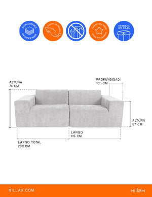 XILLYSOF, SOFA LOVE 100% espuma, en caja