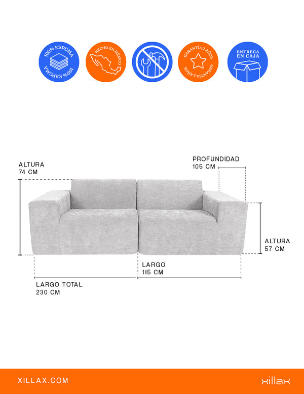 XILLYSOF, SOFA LOVE 100% espuma, en caja