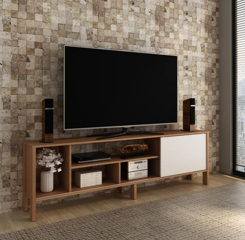 Mueble organizador de Tv. consola con repisas y puerta corrediza (entrega en caja)