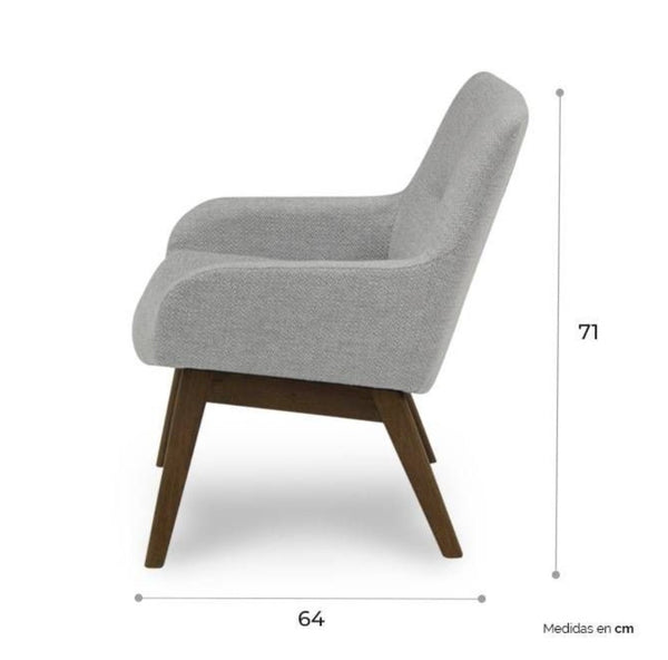 5062065 - SILLON TELA GRIS CLARO/NOGAL VEINTIOCHO