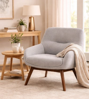 5062065 - SILLON TELA GRIS CLARO/NOGAL VEINTIOCHO
